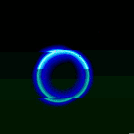 gif animation of a digital circle destroyed through computer glitches and reformed infinite loop